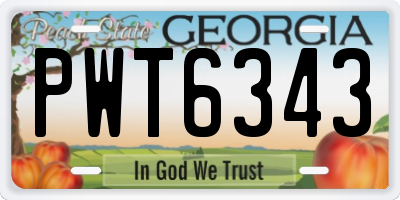 GA license plate PWT6343
