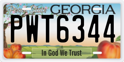 GA license plate PWT6344