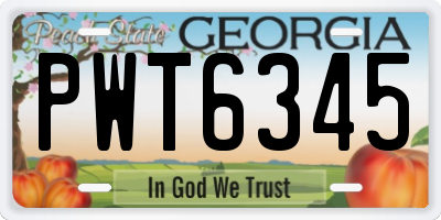 GA license plate PWT6345