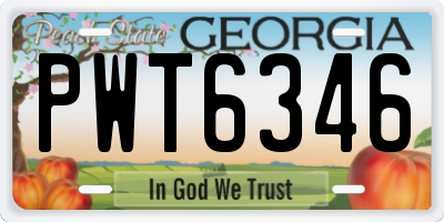 GA license plate PWT6346