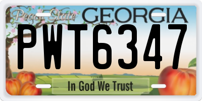 GA license plate PWT6347