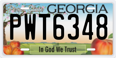 GA license plate PWT6348