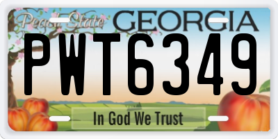 GA license plate PWT6349