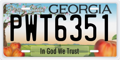 GA license plate PWT6351