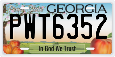 GA license plate PWT6352
