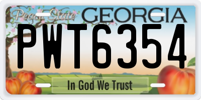 GA license plate PWT6354