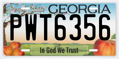 GA license plate PWT6356