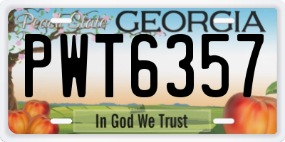 GA license plate PWT6357