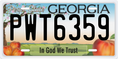 GA license plate PWT6359