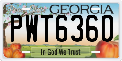 GA license plate PWT6360