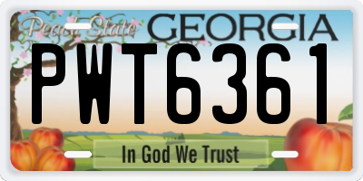 GA license plate PWT6361