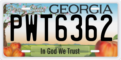 GA license plate PWT6362