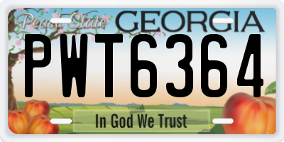 GA license plate PWT6364