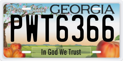 GA license plate PWT6366