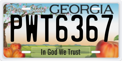 GA license plate PWT6367