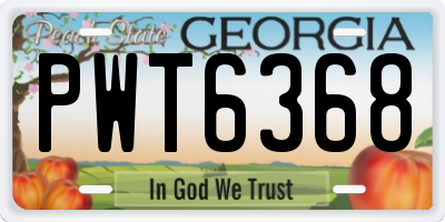 GA license plate PWT6368
