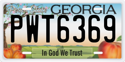 GA license plate PWT6369