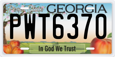GA license plate PWT6370