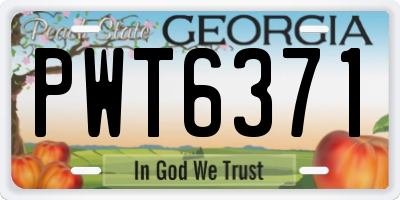 GA license plate PWT6371