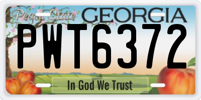 GA license plate PWT6372