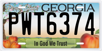 GA license plate PWT6374