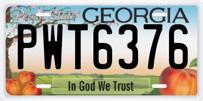 GA license plate PWT6376
