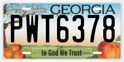 GA license plate PWT6378