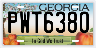 GA license plate PWT6380