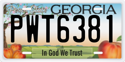 GA license plate PWT6381