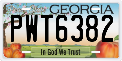 GA license plate PWT6382