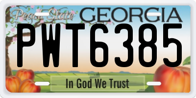 GA license plate PWT6385