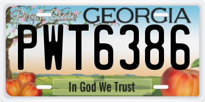 GA license plate PWT6386