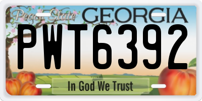 GA license plate PWT6392