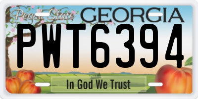 GA license plate PWT6394