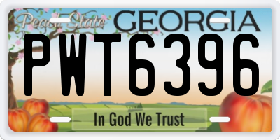 GA license plate PWT6396