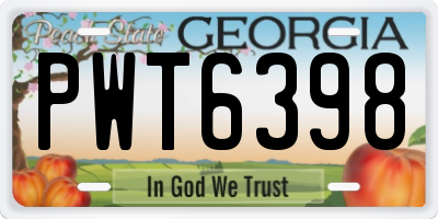 GA license plate PWT6398