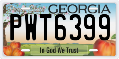 GA license plate PWT6399