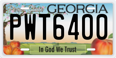 GA license plate PWT6400