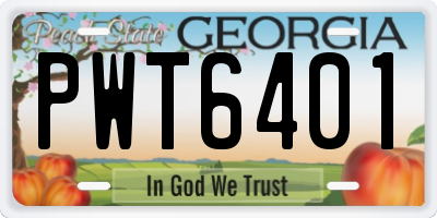 GA license plate PWT6401