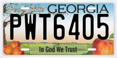 GA license plate PWT6405