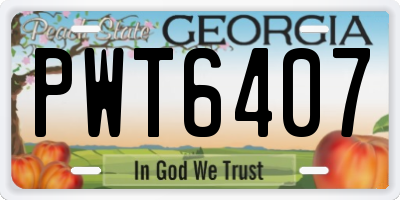 GA license plate PWT6407