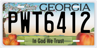GA license plate PWT6412