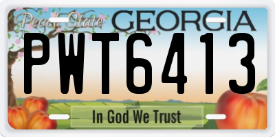 GA license plate PWT6413