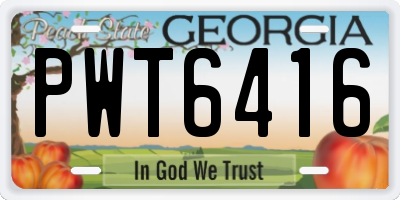 GA license plate PWT6416
