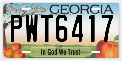 GA license plate PWT6417