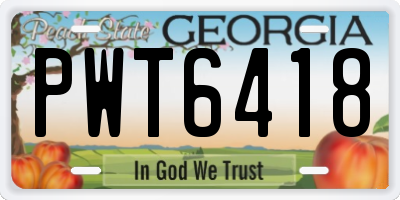 GA license plate PWT6418