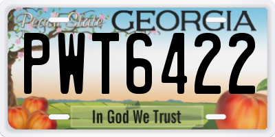 GA license plate PWT6422