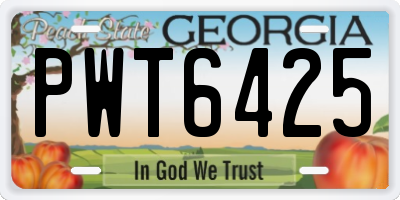 GA license plate PWT6425