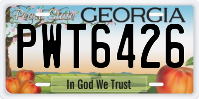 GA license plate PWT6426