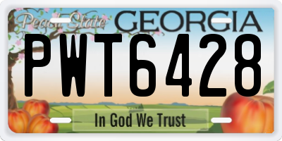 GA license plate PWT6428